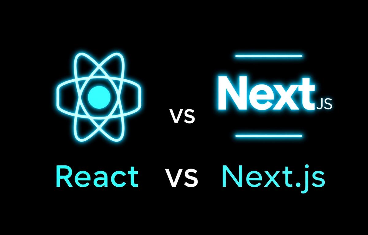 React and Next.js logos compared on a dark background