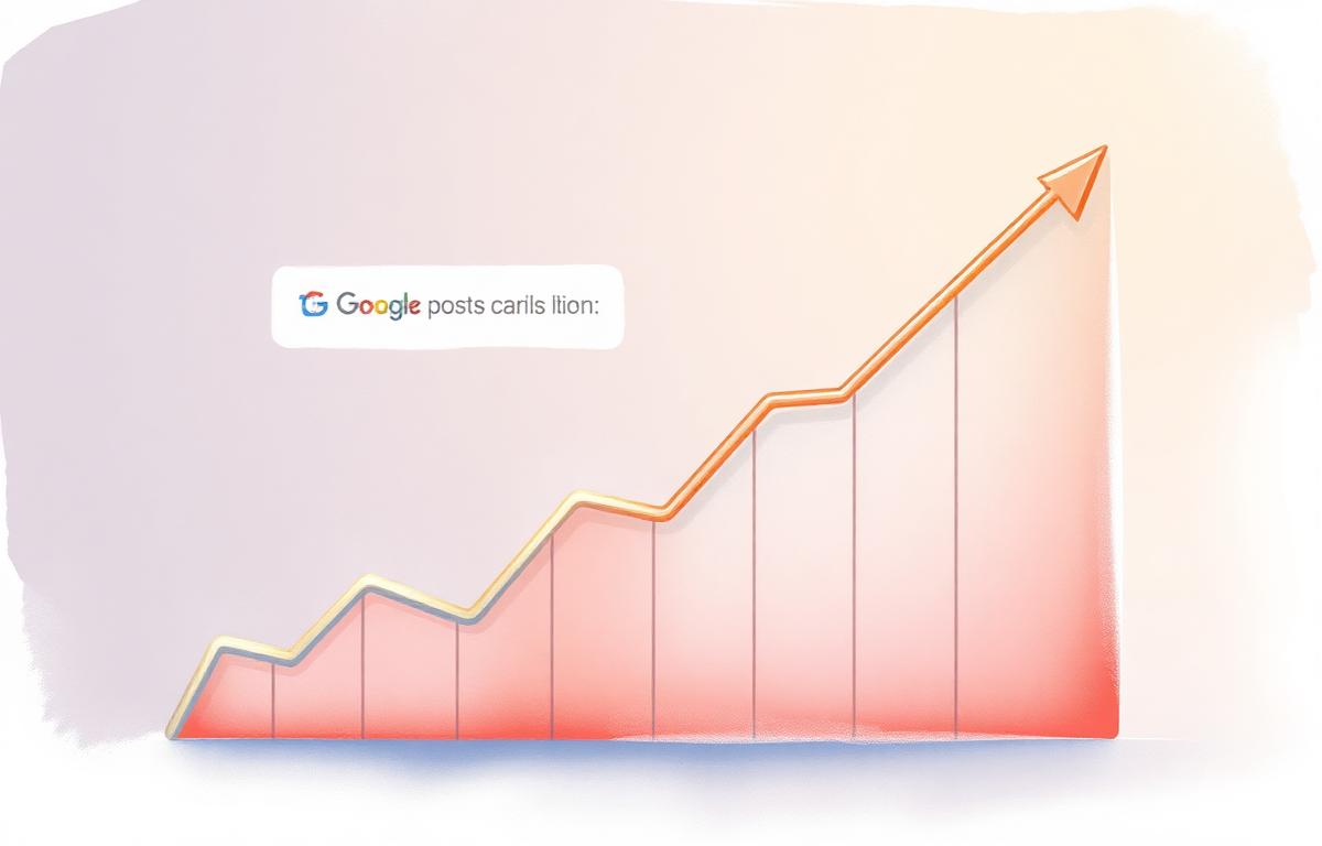 Illustration of a blog post climbing a search ranking chart
